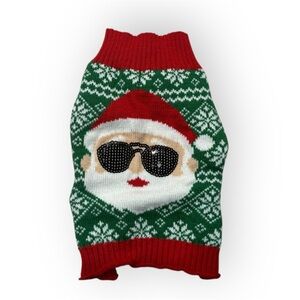 Festive Santa Dog Sweater - Red and Green. - XS